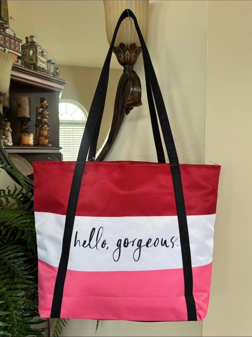 NWT Clinique X Kate Spade Shopping Tote Shoulder Bag Striped “Hello Gorgeous”